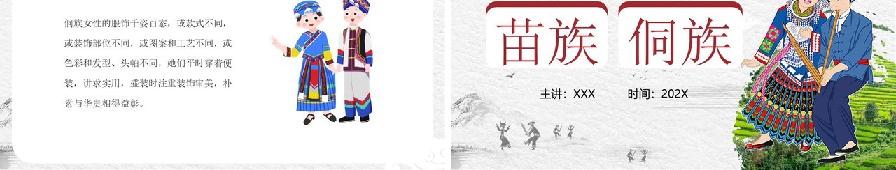 苗族侗族风俗介绍少数民族PPT模板