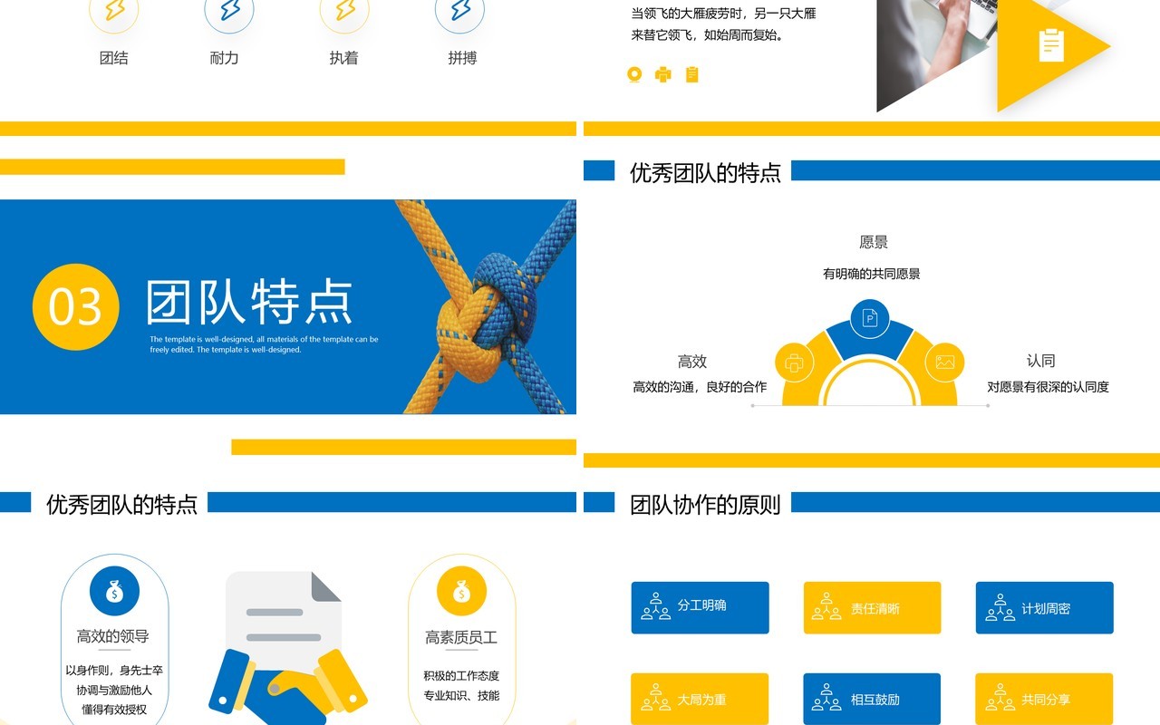 蓝色简约凝聚团队精神企业团队合作培训PPT模板