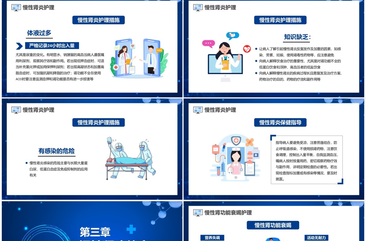 蓝色卡通风肾脏护理知识教育PPT模板