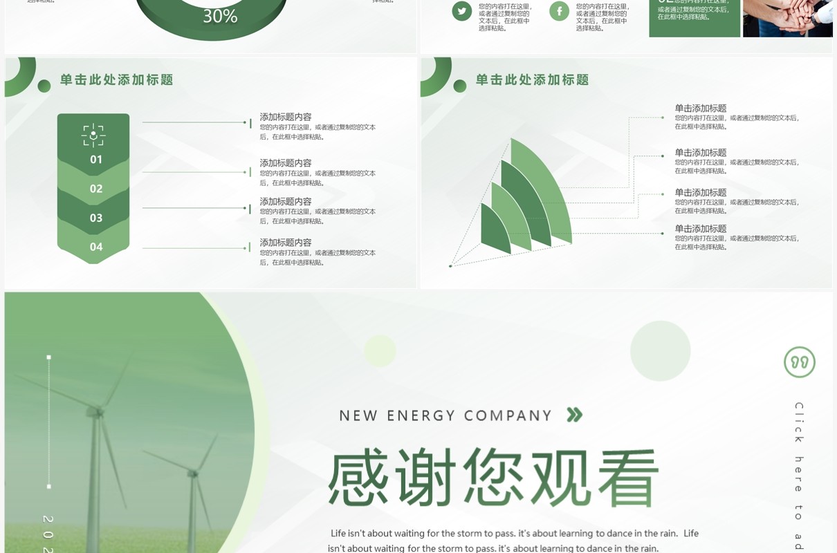 绿色简约风新能源公司介绍PPT通用模板