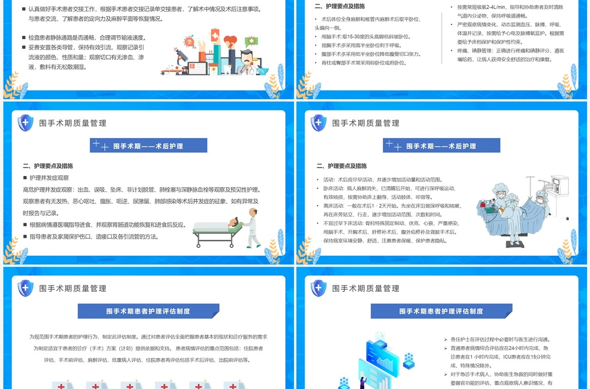 蓝色卡通围手术期护理质量管理PPT模板
