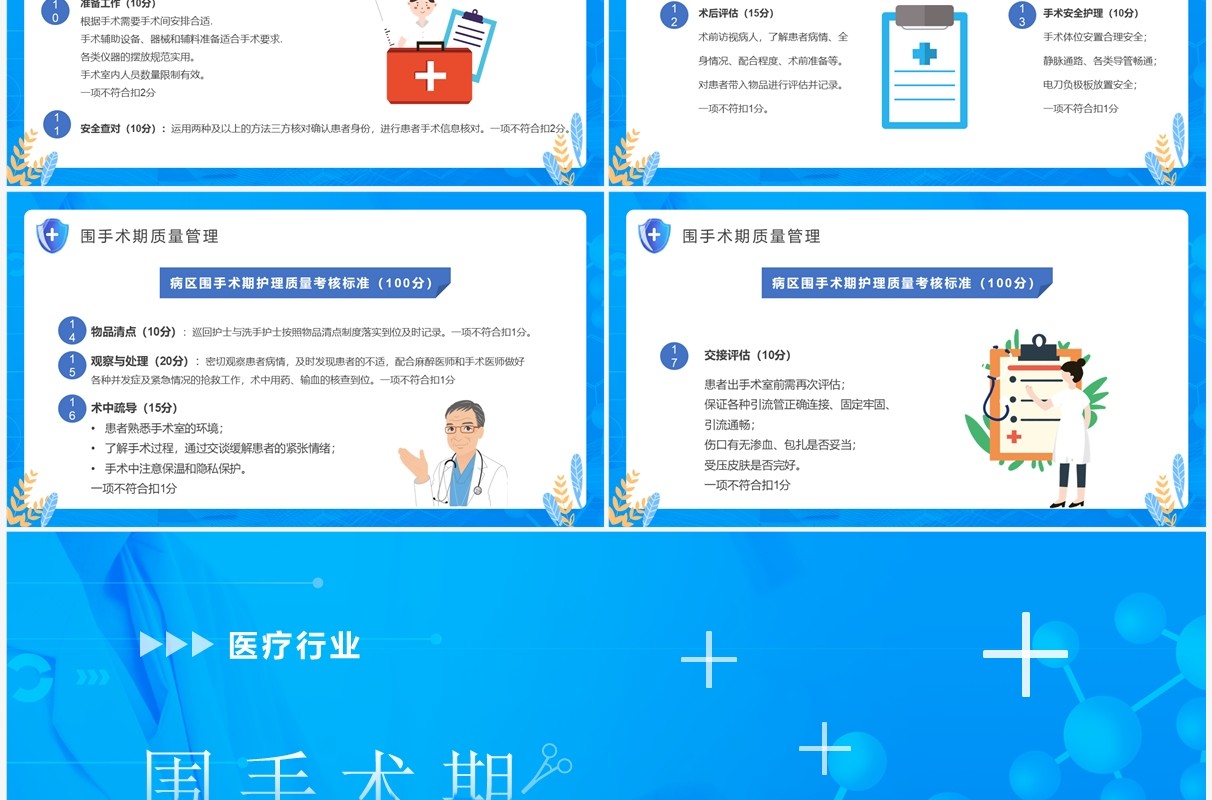 蓝色卡通围手术期护理质量管理PPT模板