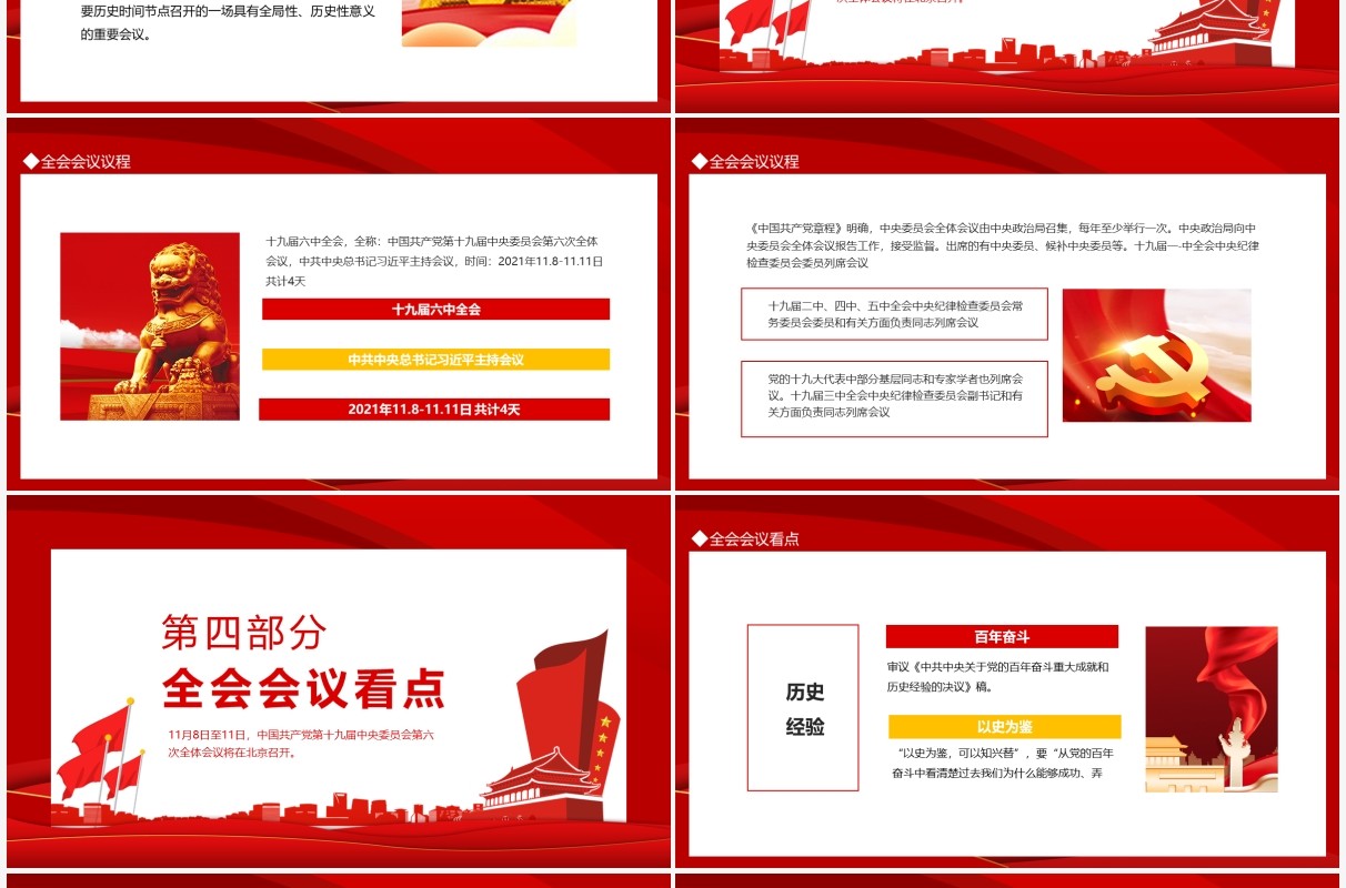 十九届六中全会动态PPT模板