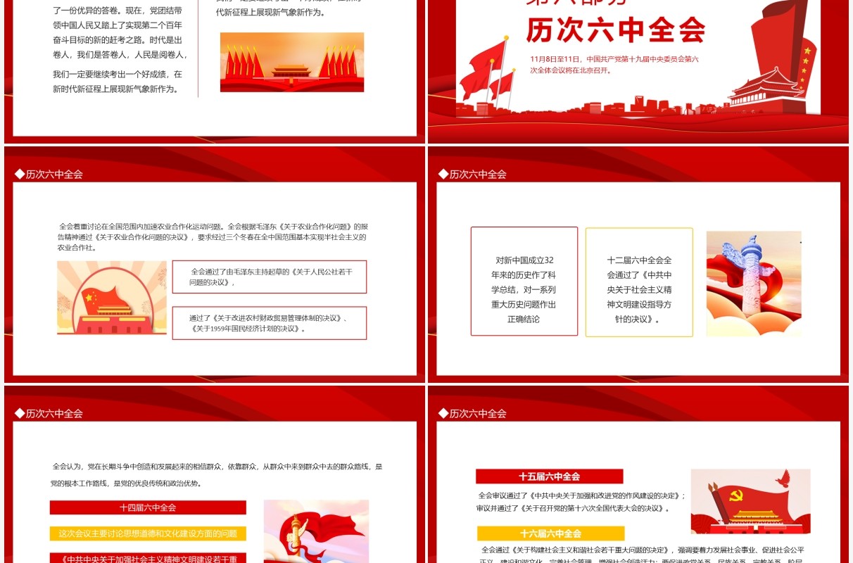 十九届六中全会动态PPT模板