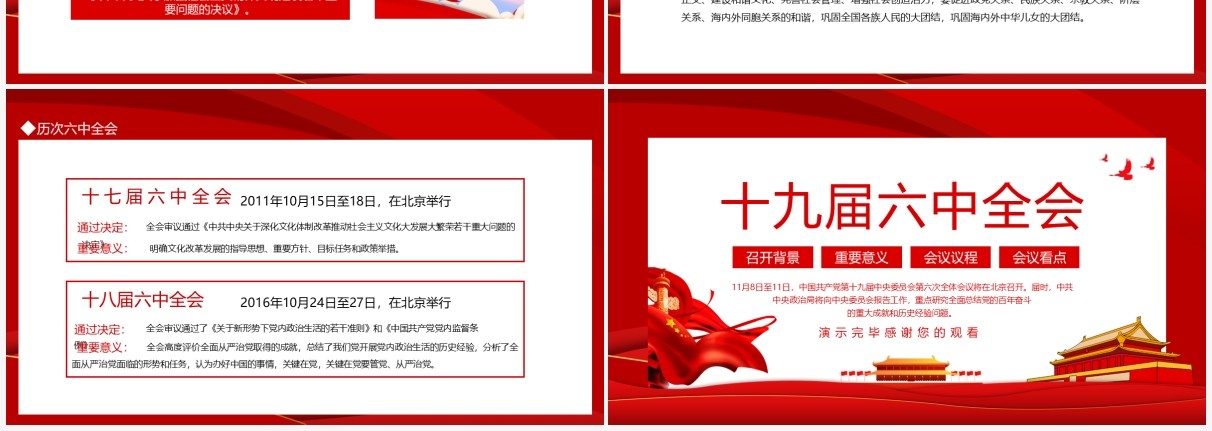 十九届六中全会动态PPT模板