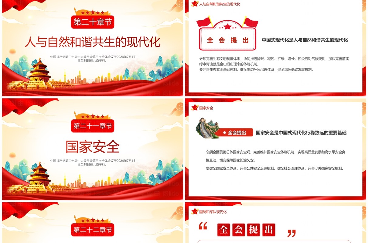 红色中国风二十届三中全会公报速读PPT模板
