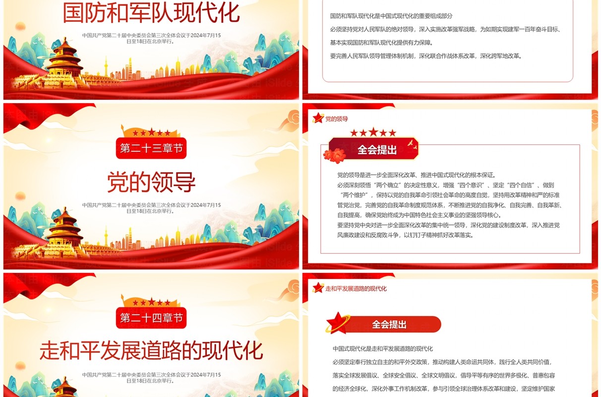 红色中国风二十届三中全会公报速读PPT模板