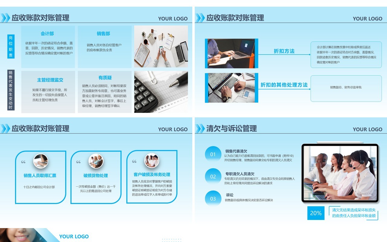 蓝色渐变商务风应收账款管理PPT模板