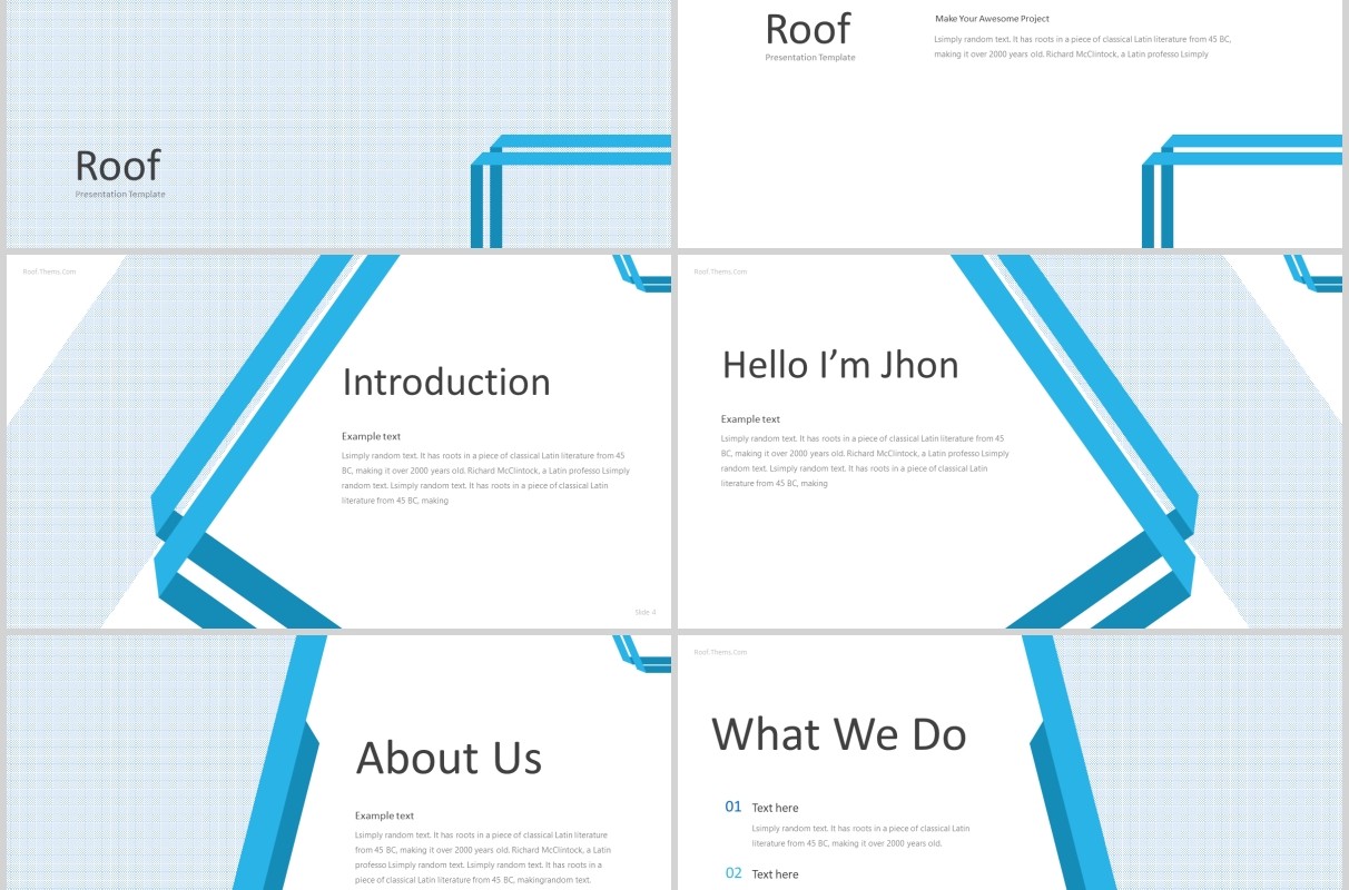 蓝色公司团队介绍个人简介PPT模板roof powerpoint template