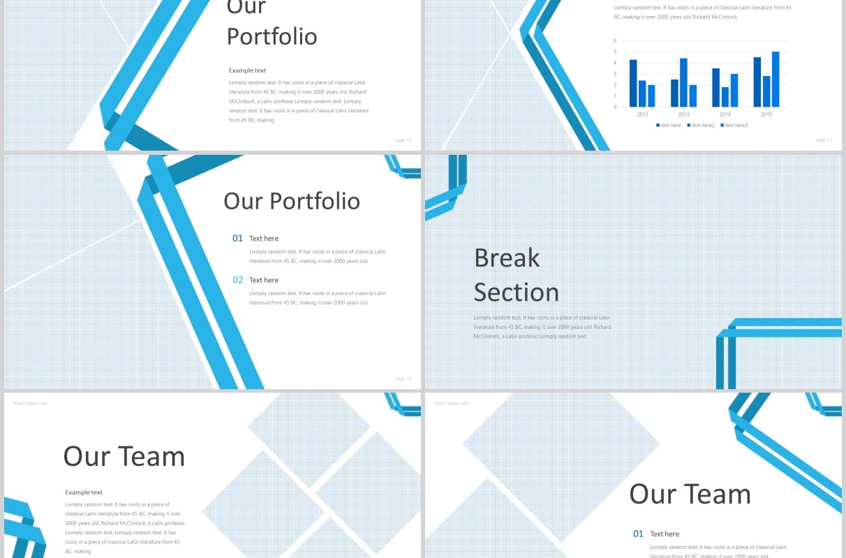 蓝色公司团队介绍个人简介PPT模板roof powerpoint template