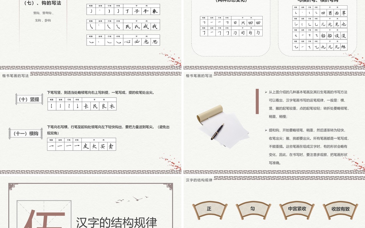 淡雅中国风小学硬笔书法课程介绍PPT模板