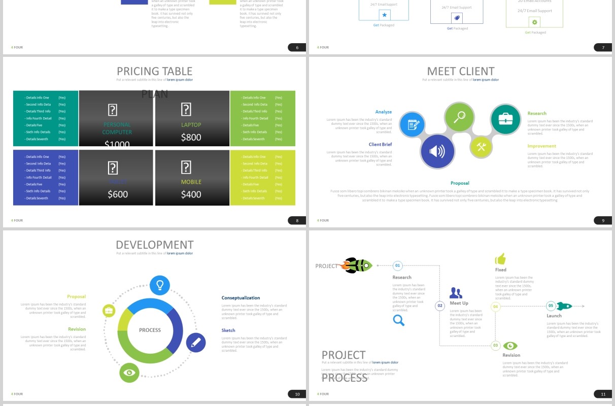 高端商务公司宣传产品介绍可视化图表PPT可插图排版模板素材Four - Powerpoint Template