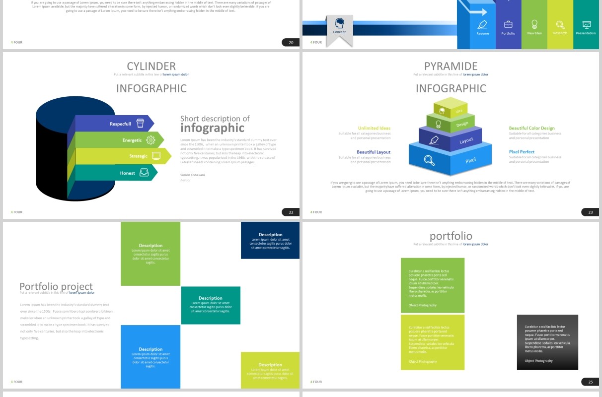 高端商务公司宣传产品介绍可视化图表PPT可插图排版模板素材Four - Powerpoint Template