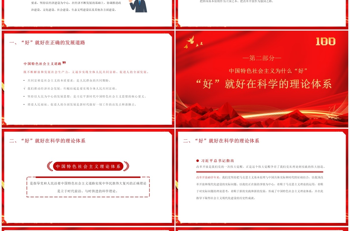 红色党政风中国特色社会主义为什么好教育PPT模板