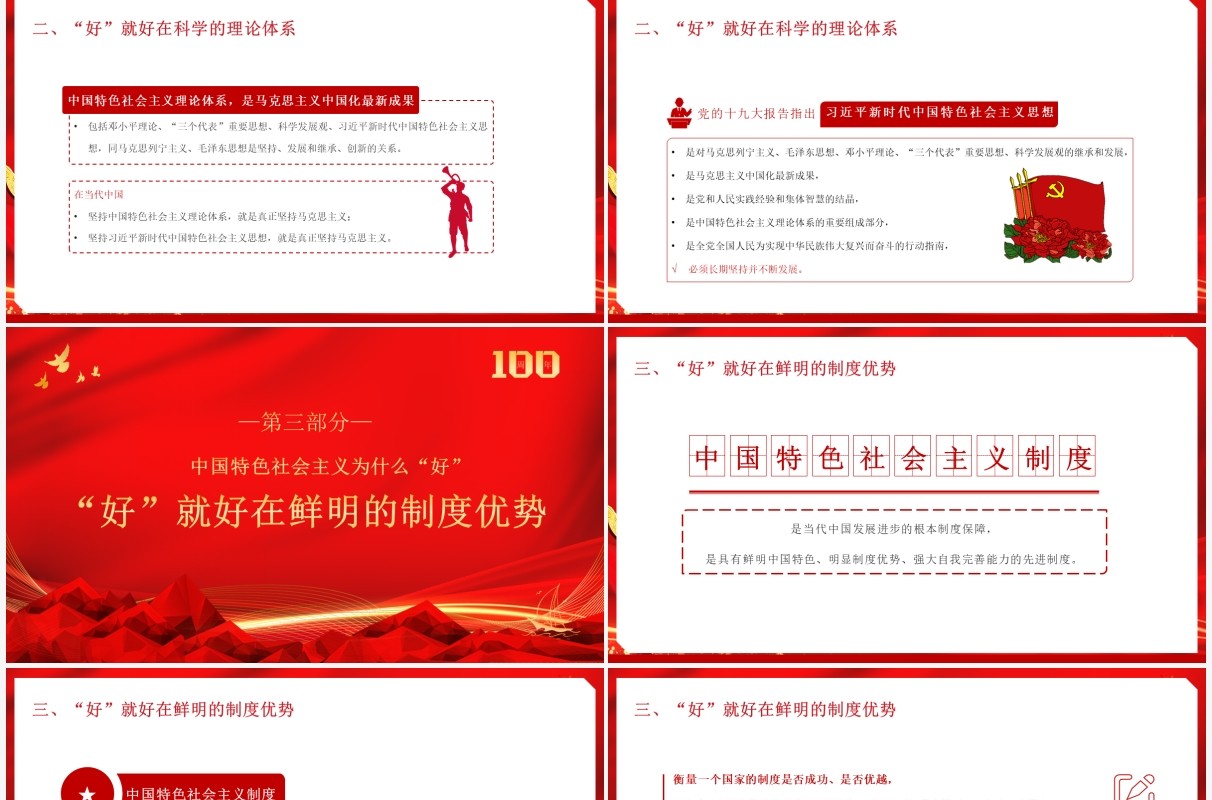 红色党政风中国特色社会主义为什么好教育PPT模板