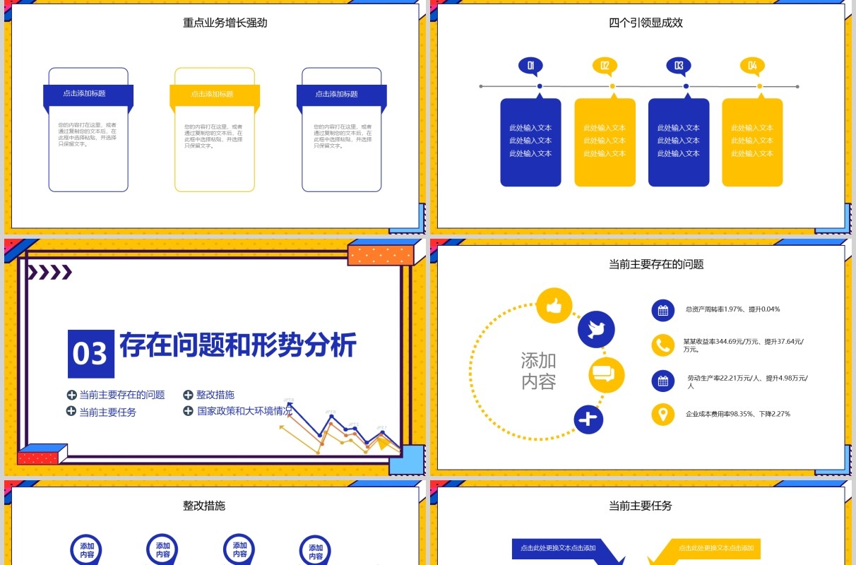黄色扁平风企业经营分析工作报告PPT模板