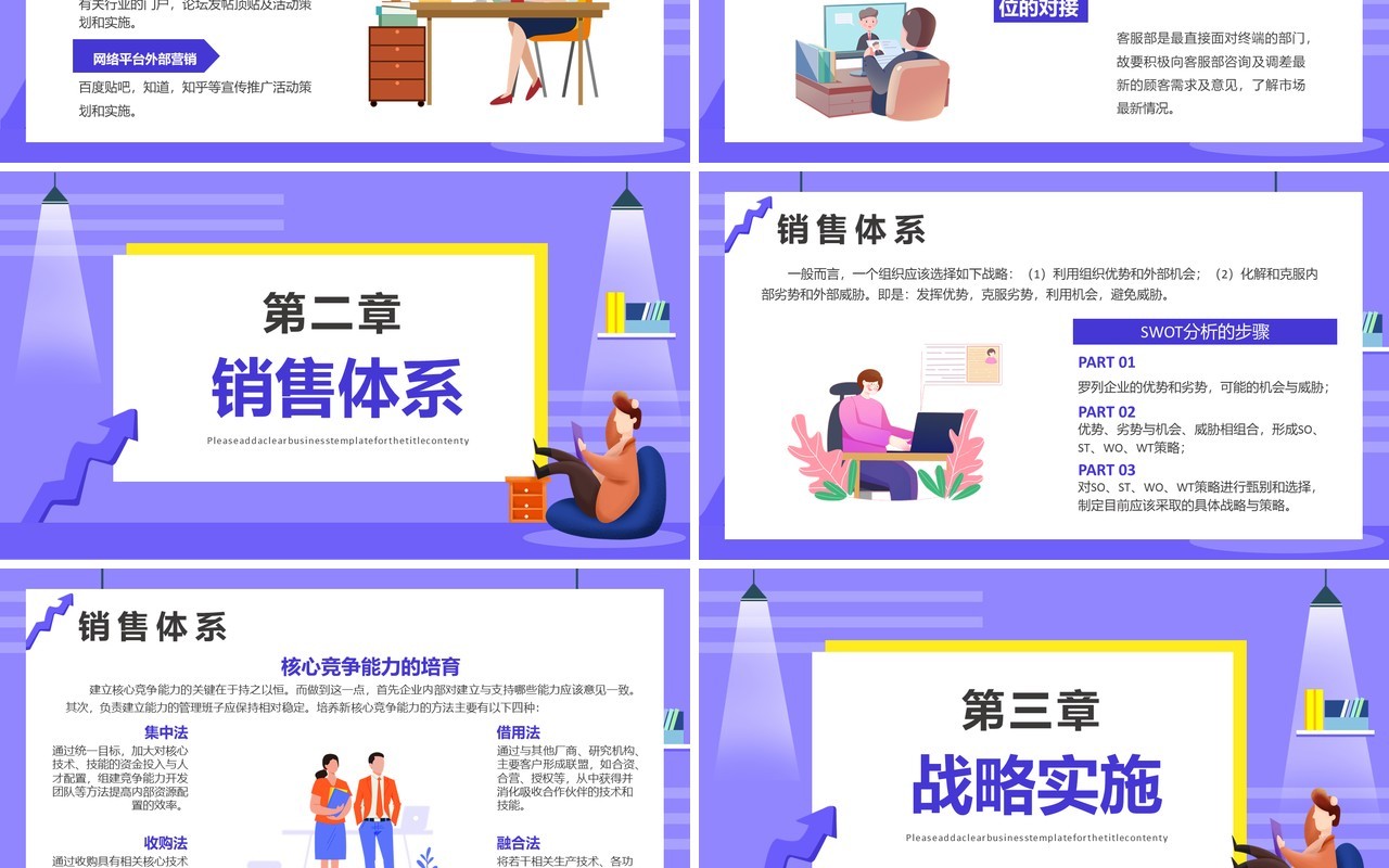 创意扁平化企业运营报告年度工作总结策划计划PPT模板