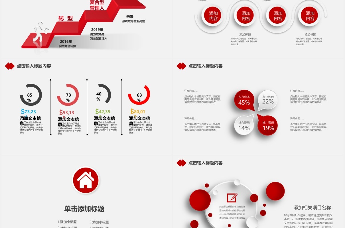 简约红色企业管理公司培训述职报告PPT模板