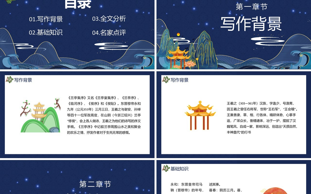 部编版高中语文必修二兰亭序集课件PPT模板