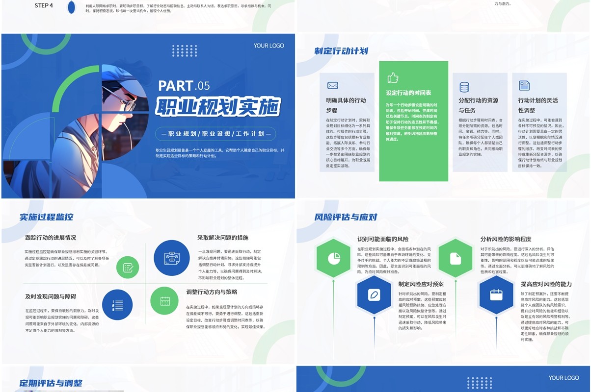 蓝色简约风职业生涯规划报告PPT模板