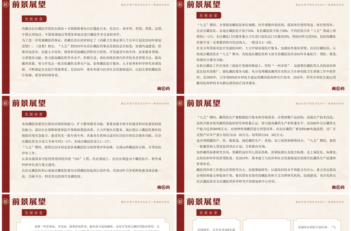 红色中国风非遗系列之藏医药介绍PPT模板