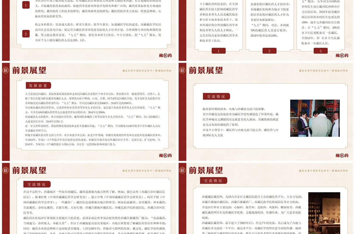 红色中国风非遗系列之藏医药介绍PPT模板