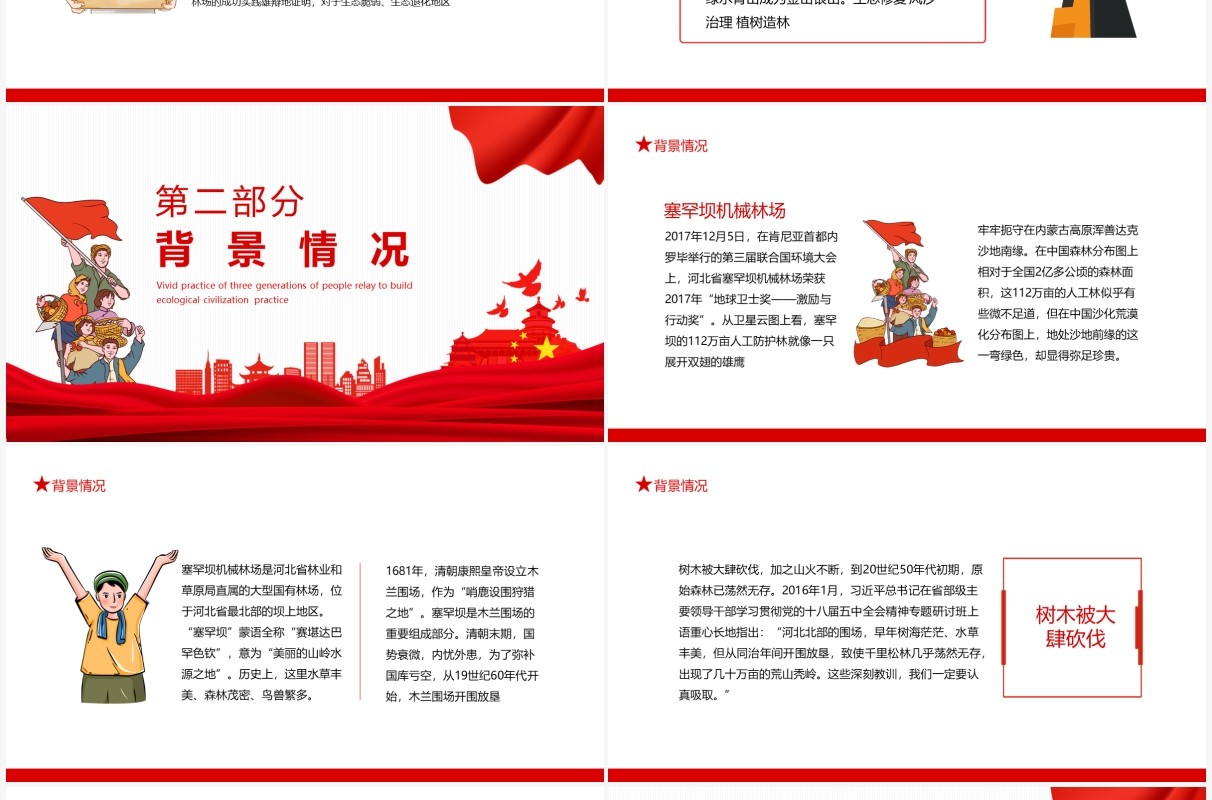 牢记使命艰苦创业绿色发展三代塞罕坝人接力打造生态文明建设的生动实践动态PPT模板