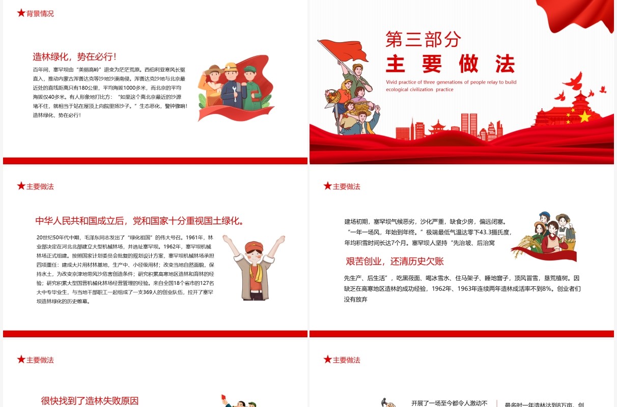 牢记使命艰苦创业绿色发展三代塞罕坝人接力打造生态文明建设的生动实践动态PPT模板