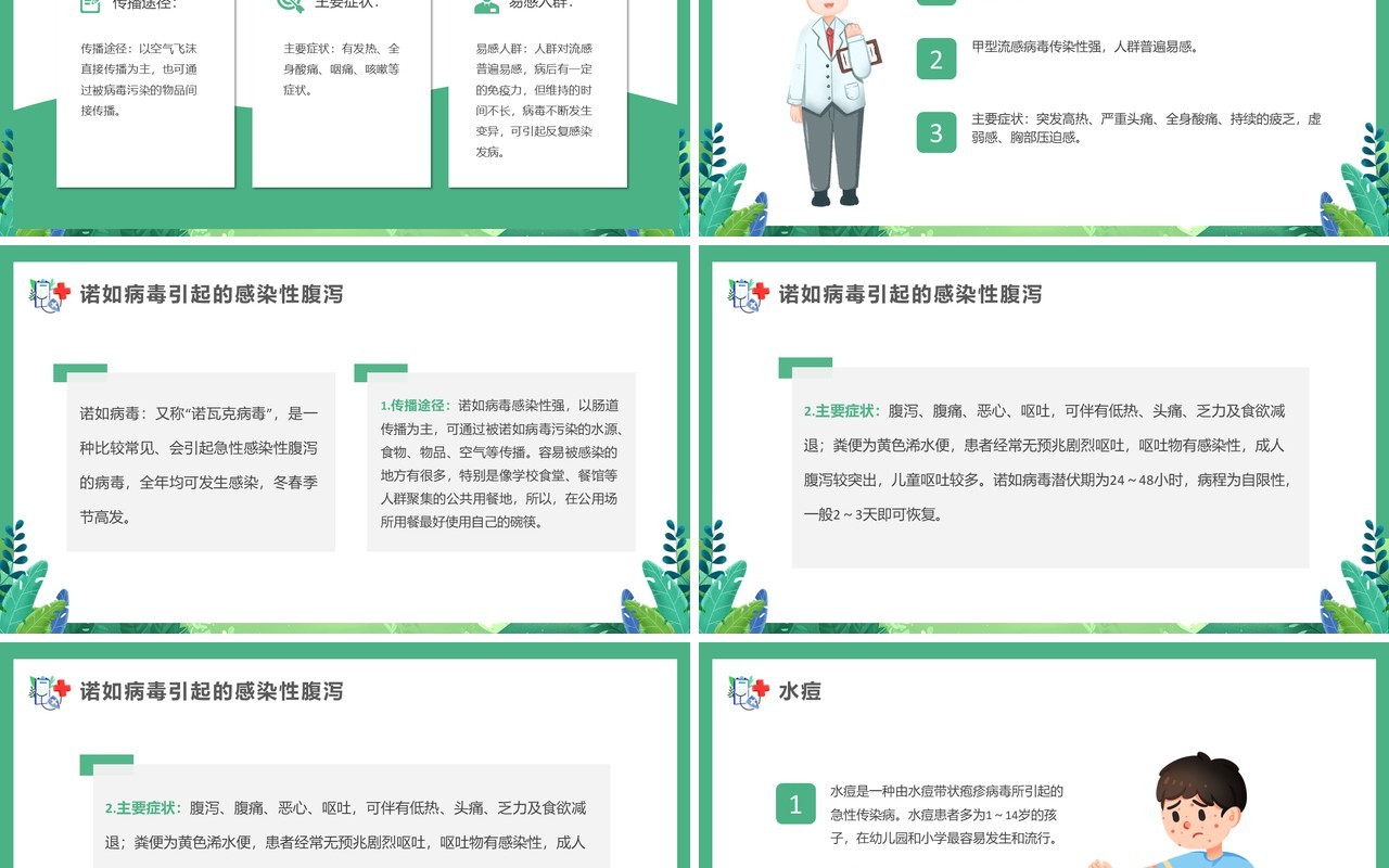 绿色清新风预防春季传染病PPT模板