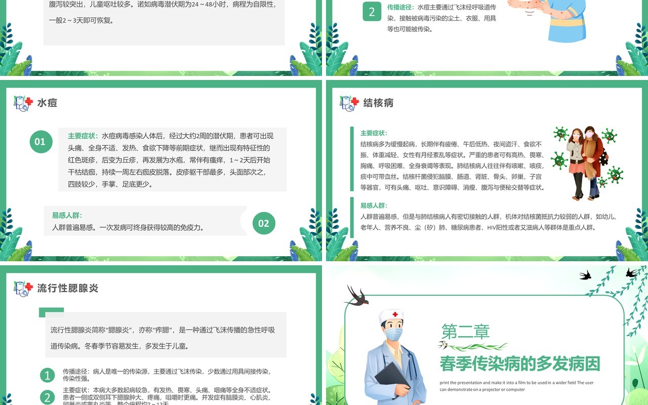 绿色清新风预防春季传染病PPT模板