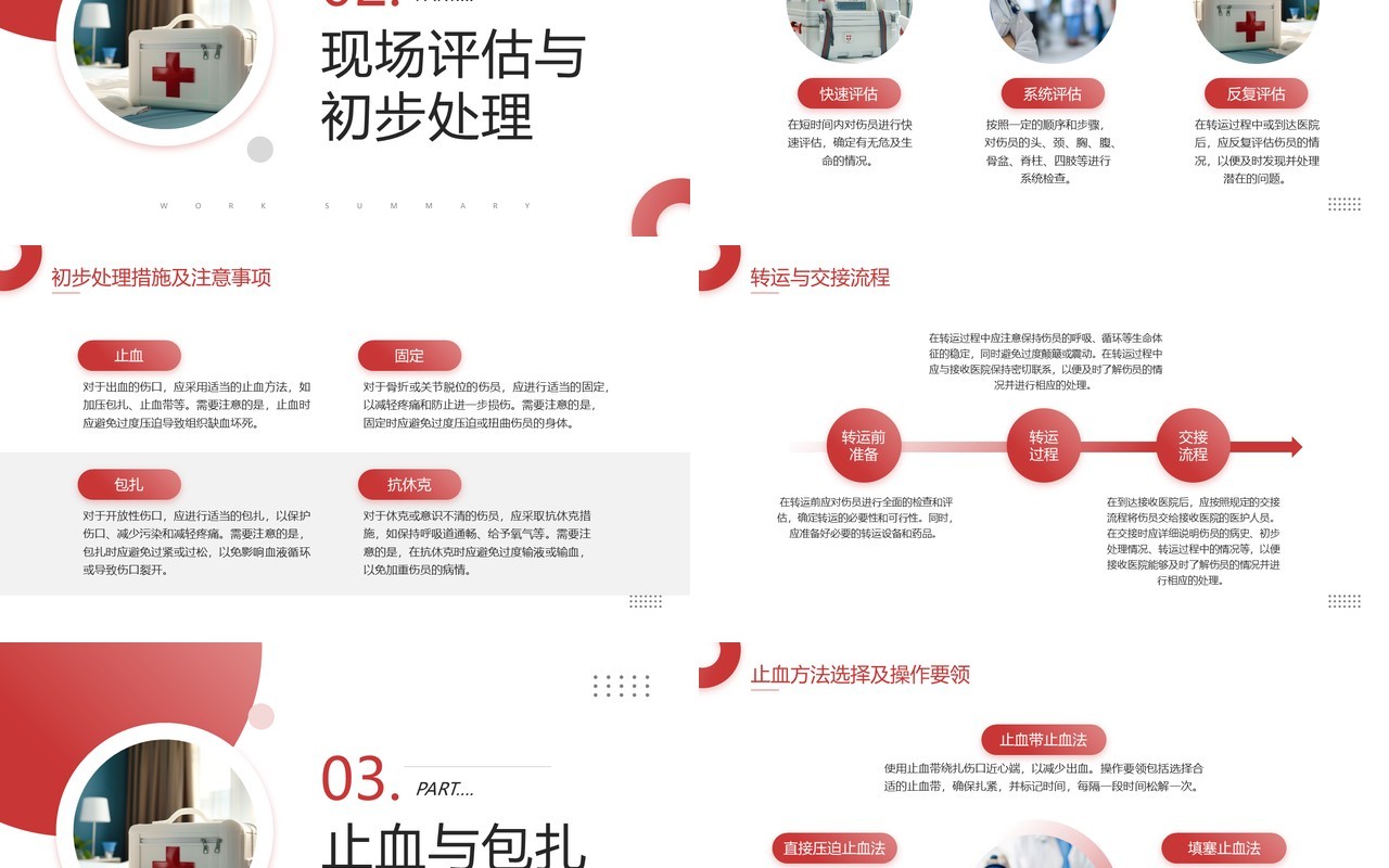 红色简约风创伤急救医疗宣传培训PPT模板