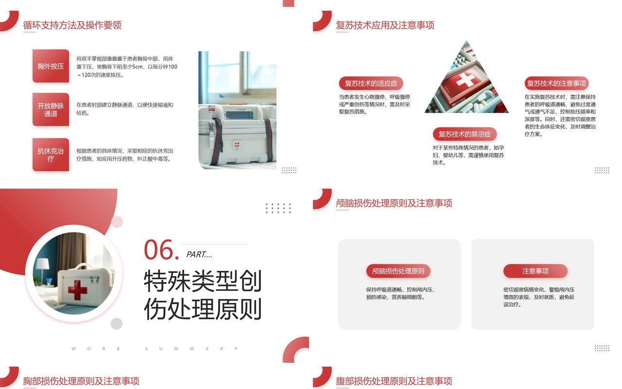 红色简约风创伤急救医疗宣传培训PPT模板
