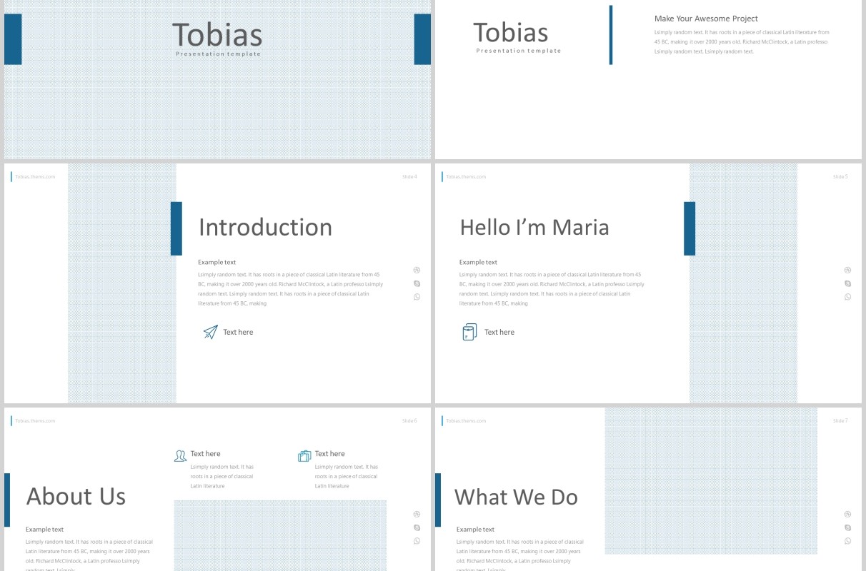蓝色公司介绍PPT版式设计模板tobias powerpoint template