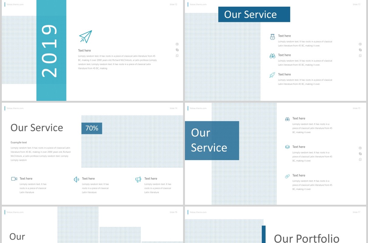 蓝色公司介绍PPT版式设计模板tobias powerpoint template