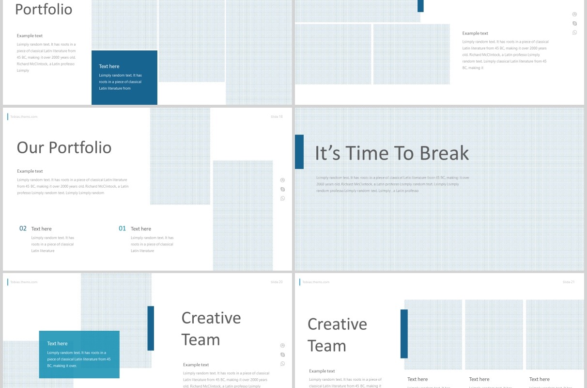 蓝色公司介绍PPT版式设计模板tobias powerpoint template