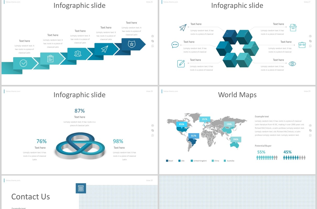 蓝色公司介绍PPT版式设计模板tobias powerpoint template