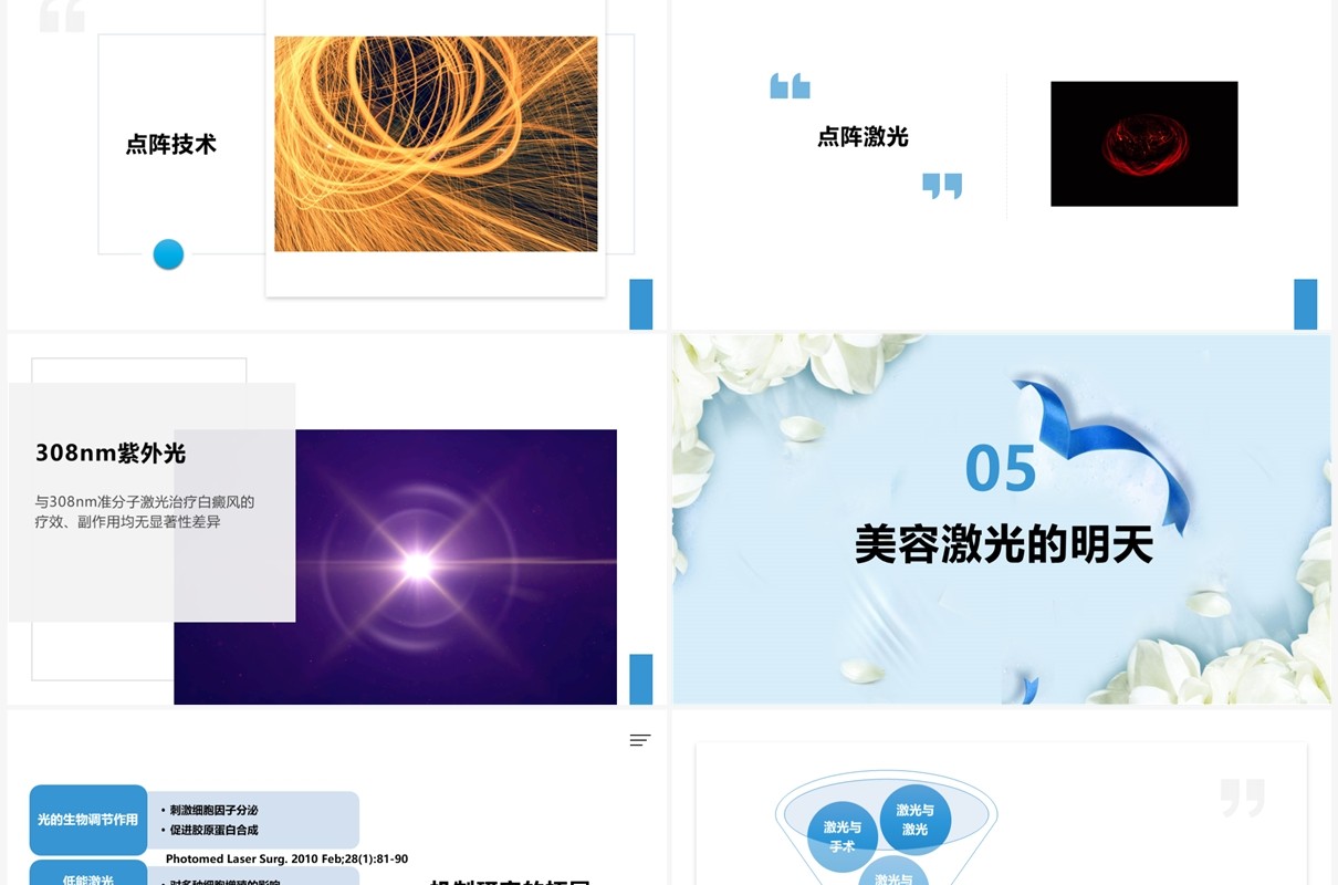 蓝色简约医疗美容激光产品介绍PPT模板