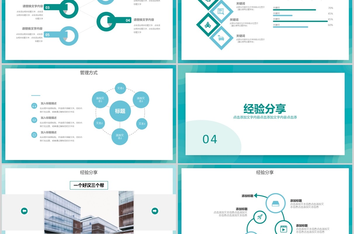 蓝色简约团队经验分享工作汇报PPT模板