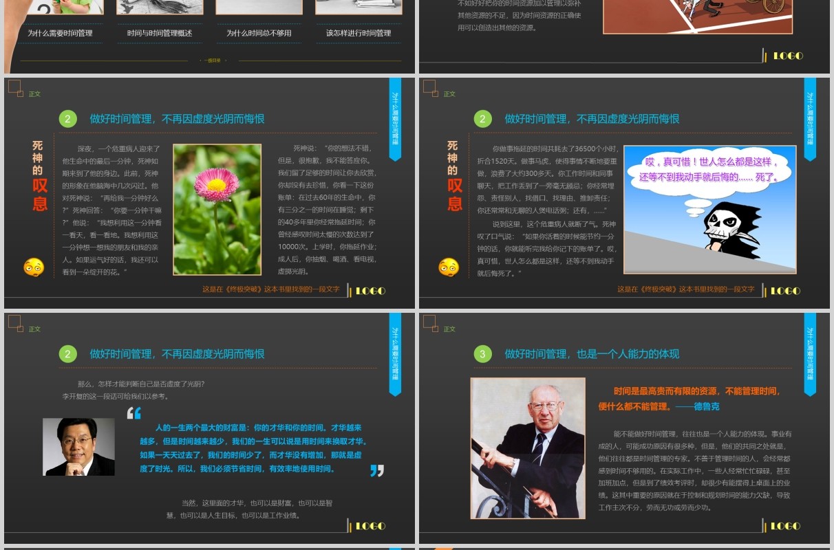 黑色时间管理技能PPT模板