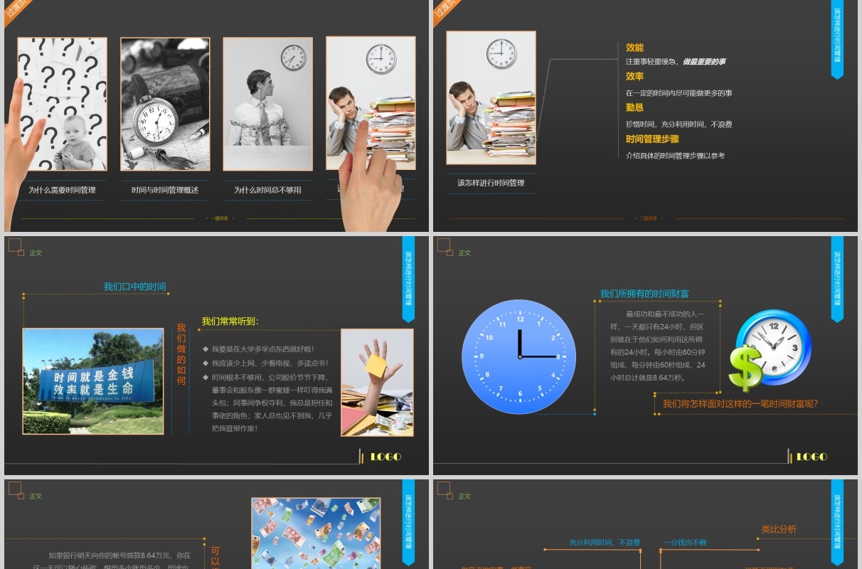 黑色时间管理技能PPT模板