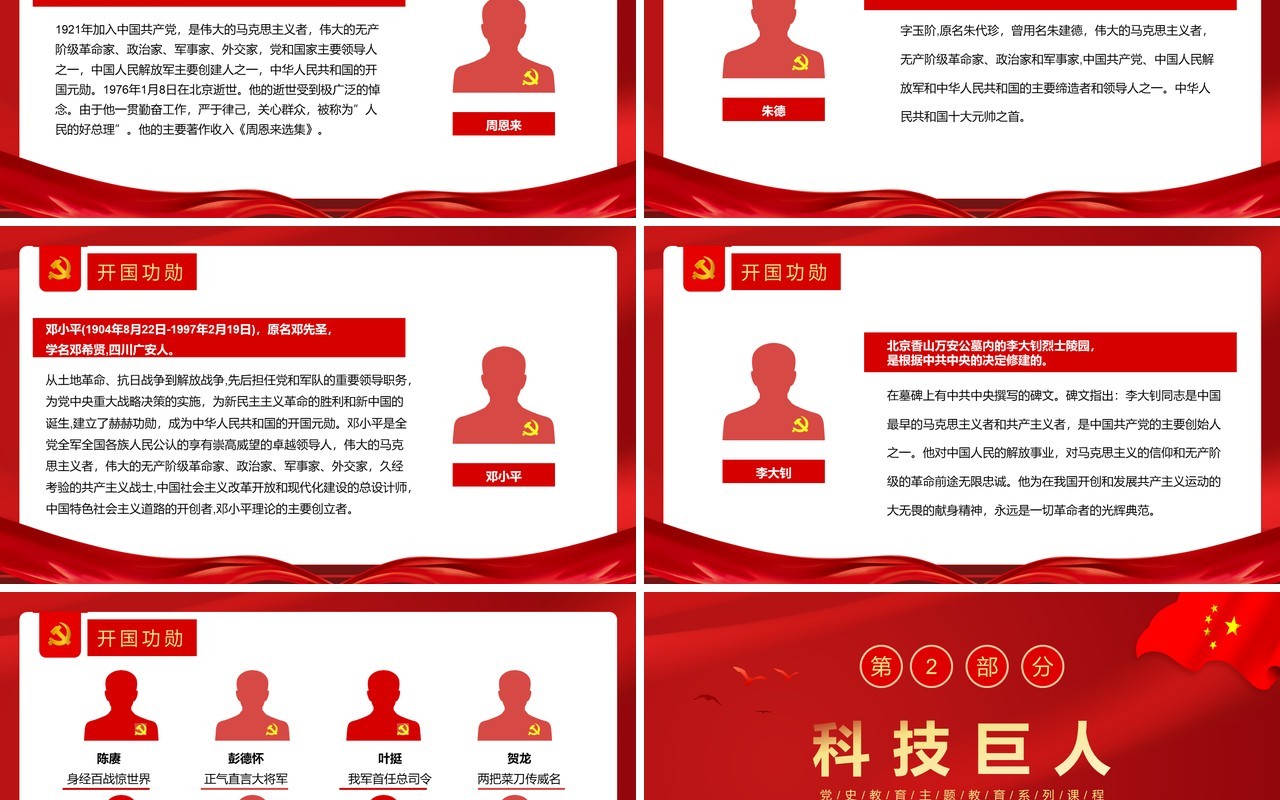 红色党政风党史人物主题教育PPT模板