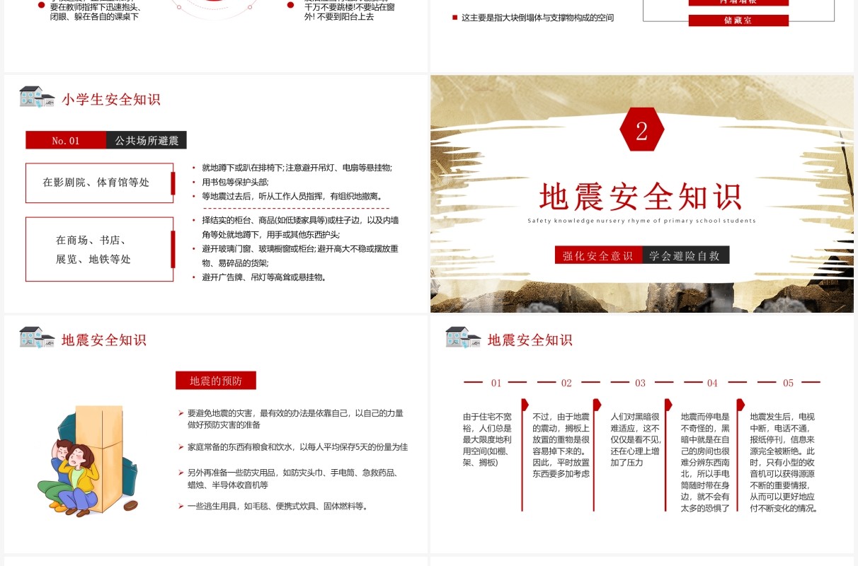 黄色简约地震安全知识宣传教育PPT模板