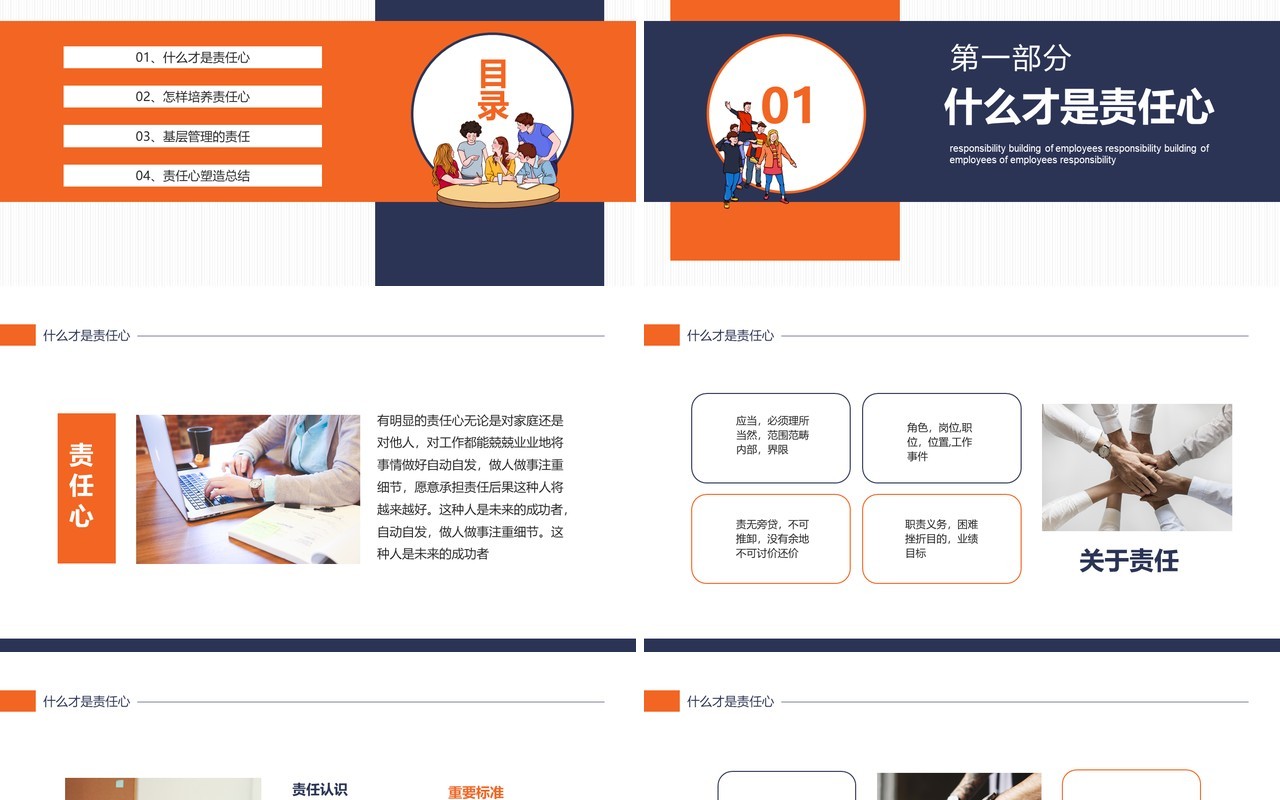 简约企业员工管理增强责任意识部门责任心培训动态PPT模板