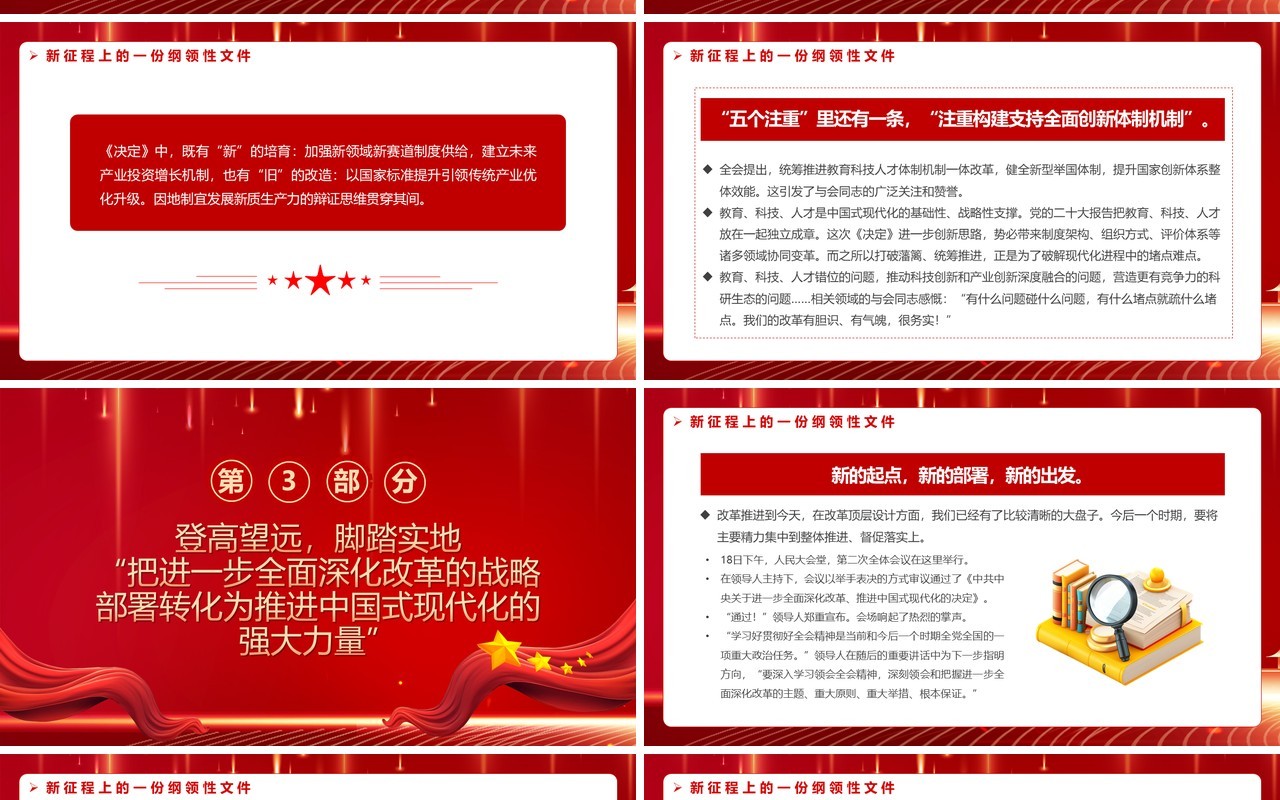 红色党政风新征程上的一份纲领性文件PPT模板