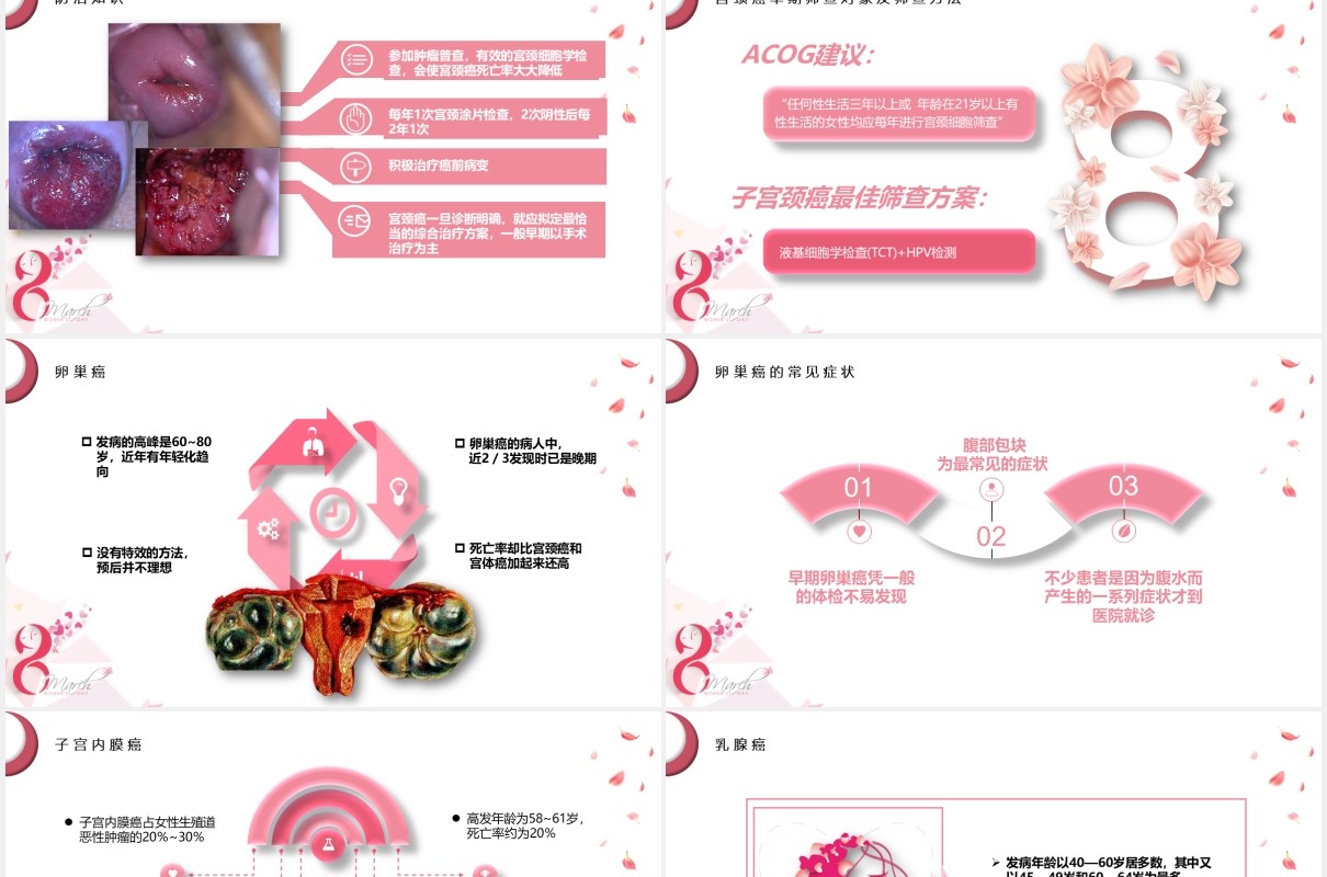 粉色简约女性妇科常见疾病预防和保健知识讲座PPT模板