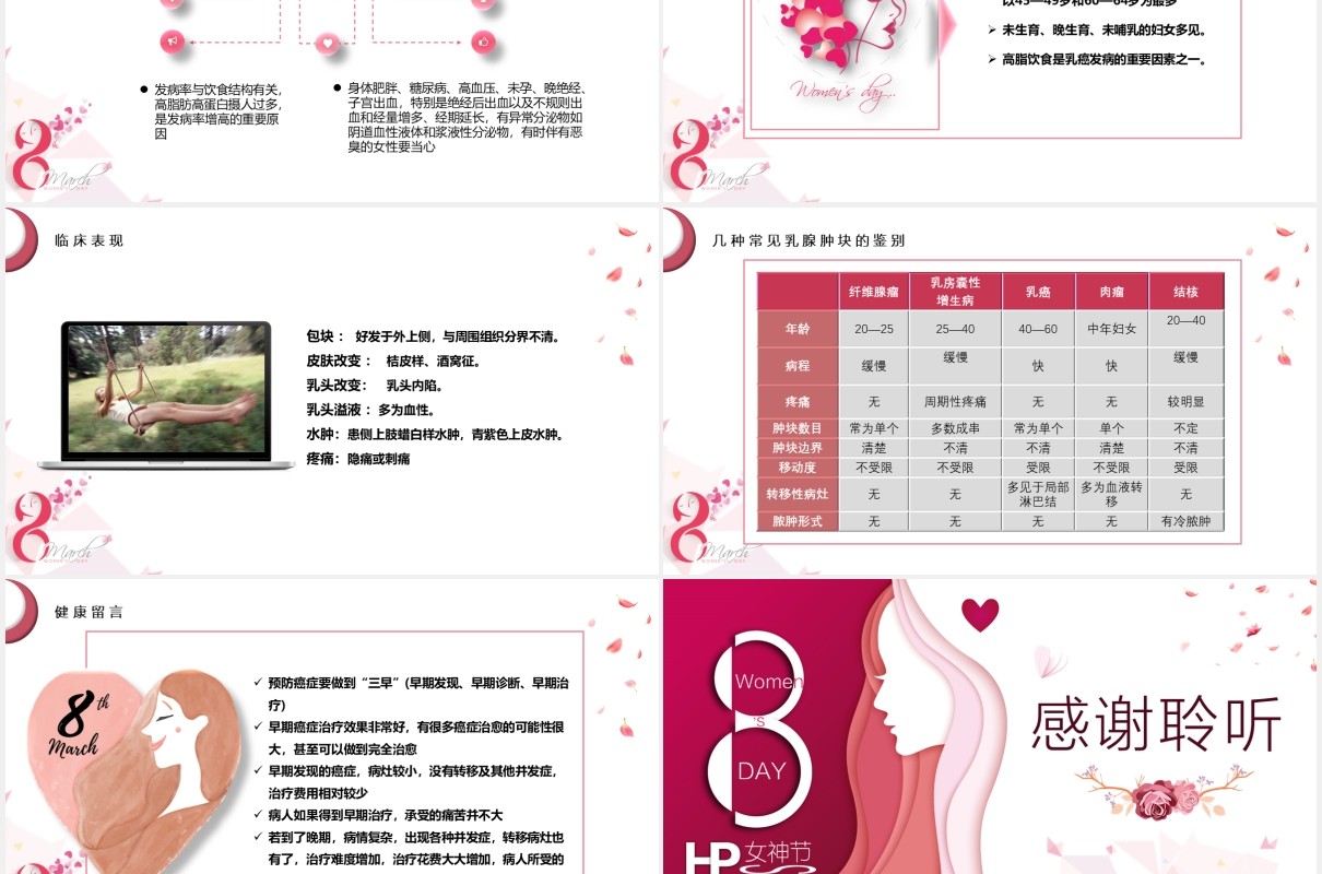 粉色简约女性妇科常见疾病预防和保健知识讲座PPT模板