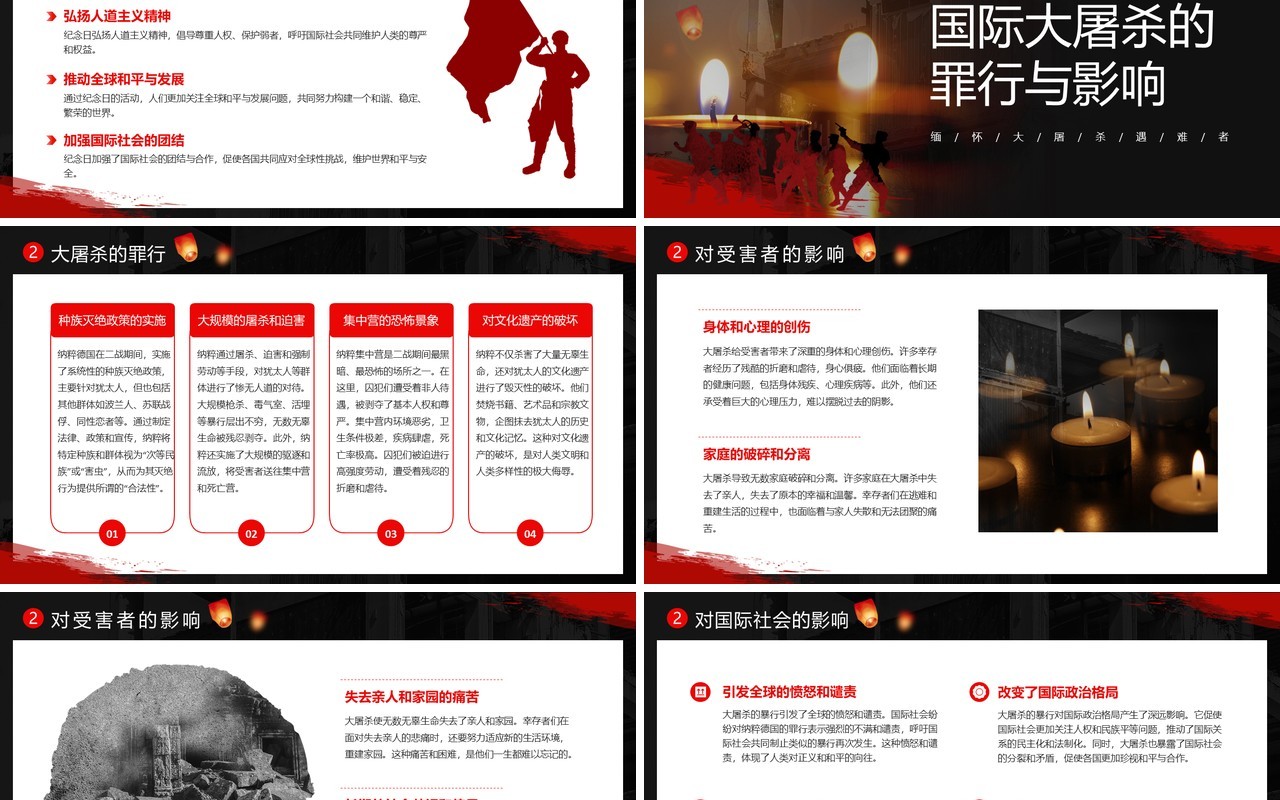 黑色简约风国际大屠杀纪念日PPT模板