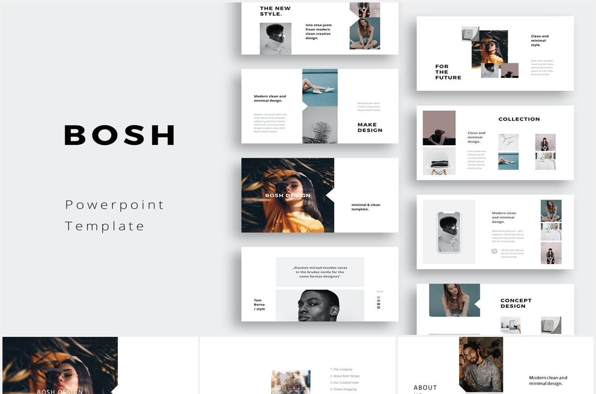 摄影作品图文展示个人简历PPT模板BOSH - Powerpoint Template