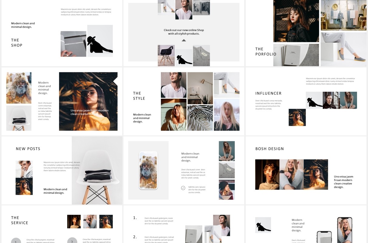摄影作品图文展示个人简历PPT模板BOSH - Powerpoint Template