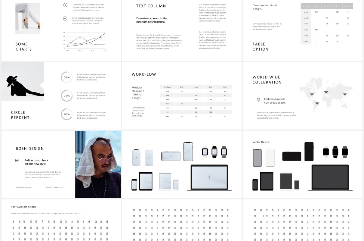 摄影作品图文展示个人简历PPT模板BOSH - Powerpoint Template